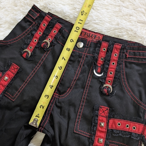 Tripp NYC Midnight Dark Street Chain Black & Red Bondage Pants Size 25/1 - Picture 15 of 16